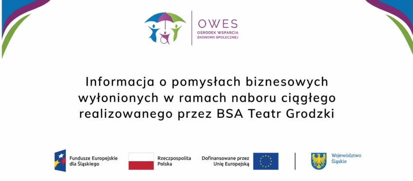 Informacje o wynikach oceny pomysłów biznesowych w Teatrze Grodzkim